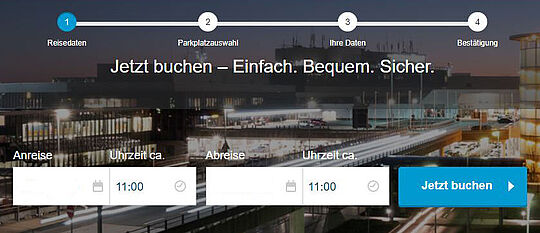 Musterbild der Buchungsmaske für das Parktool